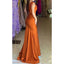 Elegant Satin Deep V-neck Mermaid Burnt Orange Long Bridesmaid Dresses Online, BG640