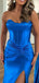 Elegant Mermaid Sweetheart Royal Blue Side Slit Satin Bridesmaid Dresses Online, BG579