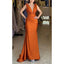 Elegant Satin Deep V-neck Mermaid Burnt Orange Long Bridesmaid Dresses Online, BG640