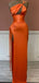 Sexy Satin One Shoulder Side Slit Papaya Long Bridesmaid Dresses Online, BG619