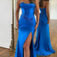 Elegant Mermaid Sweetheart Royal Blue Side Slit Satin Bridesmaid Dresses Online, BG579