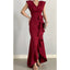 Elegant V-neck Mermaid Satin Burgundy Jersey Long Bridesmaid Dresses Online , BG664