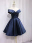 Elegant V-neck Off Shoulder A-line Satin Short Homecoming Dresses Online, HD0706