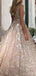 Sparkly Deep V-neck Sleeveless A-line Long Evening Prom Dress Online, OL206