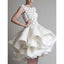 Elegant A-line Jewel Tulle Applique Ivory Short Homecoming Dresses Online, HD0662