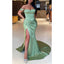 Elegant Satin Off Shoulder Mermaid Side Slit Long Bridesmaid Dresses Online, BG644