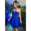 Simple V-neck A-line Royal Blue Short Jersey Homecoming Dresses Online, HD0686