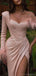 Sparkly One Shoulder Long Sleeves Feather Mermaid Side Slit Long Evening Prom Dress Online, OL208