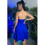 Simple V-neck A-line Royal Blue Short Jersey Homecoming Dresses Online, HD0686