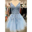 Elegant V-neck A-line Spaghetti Straps Tulle Short Homecoming Dresses Online, HD0687