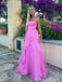 Gorgeous Straight Neck A-line Chiffon Pink Long Evening Prom Dress Online, OL141