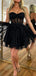 Elegant Sweetheart A-line Tulle Black Short Homecoming Dresses Online, HD0664