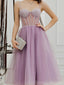 Elegant Spaghetti Straps A-line Tulle Tea Length Short Homecoming Dresses Online, HD0652