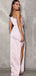 Simple One Shoulder Mermaid Side Slit Long Pink Satin Bridesmaid Dresses Online, BG561