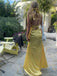 Gorgeous Straps Mermaid Backless Lemon Long Evening Prom Dress Online, OL142