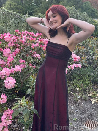 Sexy Spaghetti Straps Mermaid Black Red Long Evening Prom Dress Online, OL146