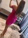 Elegant Off Shoulder Mermaid Fuchsia Satin Short Homecoming Dresses Online, HD0650