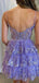 Sparky Spaghetti Straps V-neck A-line Tulle Lilac Short Homecoming Dresses Online, HD0666