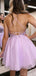 Elegant Spaghetti Straps A-line V-neck Short Homecoming Dresses Online, HD0692