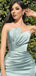 Elegant Asymmetric Side Slit Long Satin Bridesmaid Dresses with Trailing, BG587