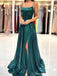 Elegant Spaghetti Straps Side Slit A-line Evening Emerald Long Prom Dress Online, OL210