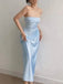 Simple Straight Neck Mermaid Sky Blue Long Evening Prom Dress Online, OL151