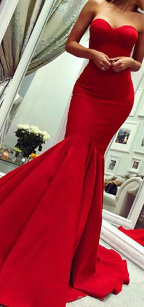 Sexy Sweetheart Mermaid Sleeveless Long Red Evening Prom Dress Online, OL212
