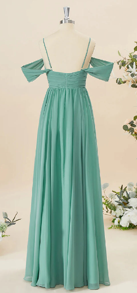 Elegant Cold Shoulder A-line Chiffon Bridesmaid Dresses Online, BG589