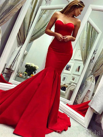 Sexy Sweetheart Mermaid Sleeveless Long Red Evening Prom Dress Online, OL212