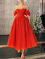 Elegant Off the Shoulder A-line Tulle Long Orange Evening Prom Dress Online, OL213