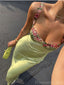 Elegant Spaghetti Straps Flora Mermaid Sage Evening Prom Dress Online, OL158