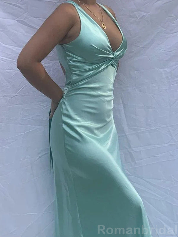 Elegant V-neck Sleeveless Column Mint Green Long Evening Prom Dress Online, OL159