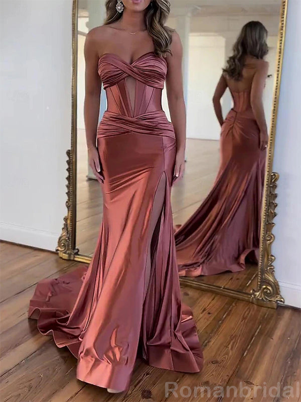 Elegant Sweetheart Mermaid Side Slit Long Evening Prom Dress Online, OL217