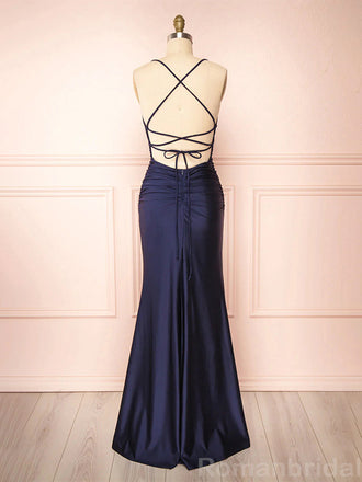 Elegant Mermaid Spaghetti Straps Sleeveless Side Slit Evening Prom Dress Online, OL167