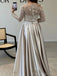 Sparkly A-line Long Sleeves Illusion Evening Prom Dress Online, OL168