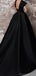 Elegant One Shoulder A-line Black Satin Long Evening Prom Dress Online, OL221