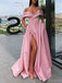 Elegant Off the Shoulder A-line Side Slit Evening Prom Dress Online, OL171