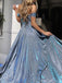 Sparkly Off the Shoulder A-line Side Slit Long Prom Dress Online, OL226