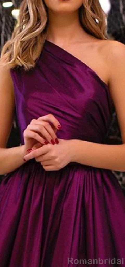 Elegant One Shoulder A-line Side Slit Orchid Long Prom Dress Online, OL228