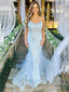 Spaghetti Straps Mermaid Tulle Long Evening Prom Dress Online, OL039