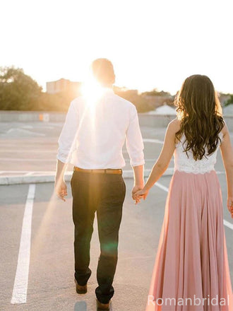 Beautiful White Pink Halter Chiffon A-line Bridesmaid Dresses Online, BG277