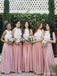 Beautiful White Pink Halter Chiffon A-line Bridesmaid Dresses Online, BG277