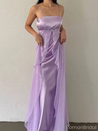 Elegant Purple Spaghetti Strap Mermaid  Evening Prom Dresses Online, OLP1149