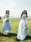 Elegant Ruffle Cap Sleeves A-line Tulle Bridesmaid Dresses, BG290