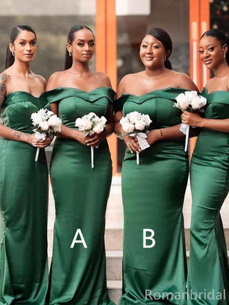 Mismatched Elegant Satin Mermaid Off the Shoulder Long Bridesmaid Dreses Online, BG312