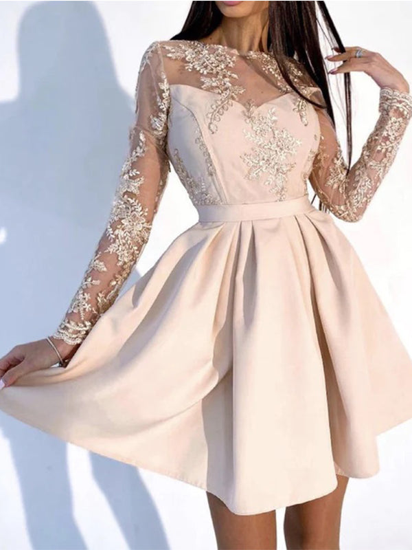 Elegant A-line Short Long Sleeveless Tulle Homecoming Dresses Online, HD0587