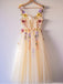 Beautiful Flower Straps A-line Tulle Colorful Homecoming Dresses Online, HD0588