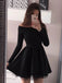 Elegant Long Sleeves A-line Black Homecoming Dresses Online, HD0618