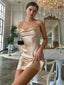 Simple Spaghetti Straps Short Champagne Homecoming Dresses Online, HD0621