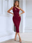 Sexy Mermaid Burgundy Jersey Prom Dresses Evening Dresses Online, OL696
